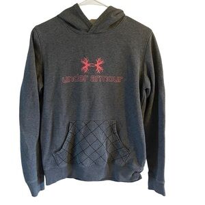 Under armour hoodie hunting antler logo gray pink size small